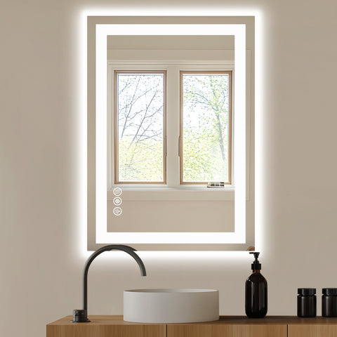 Anti-fog LED Bathroom Mirror With Dual Light Source And Three Lighting Modes