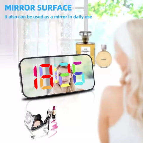 LED Mirror Large Display Table Clock