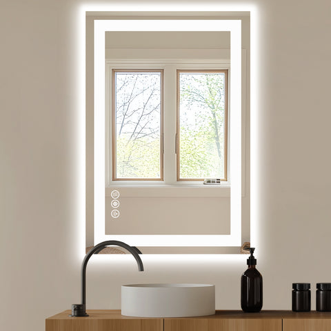 Anti-fog LED Bathroom Mirror With Dual Light Source And Three Lighting Modes
